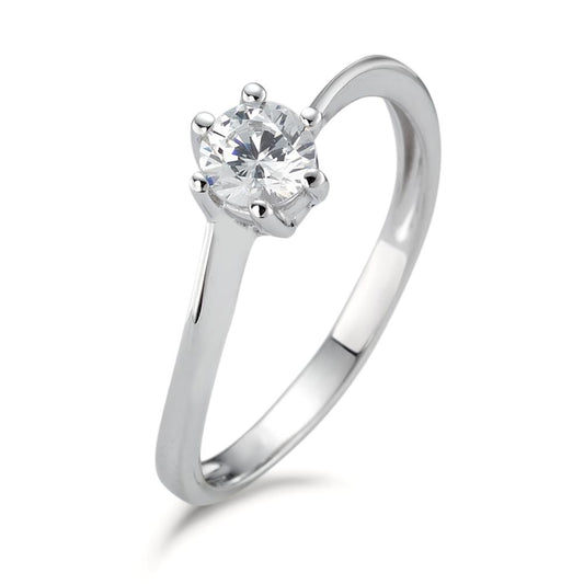 Solitaire ring 750/18K krt witgoud Zirkonia