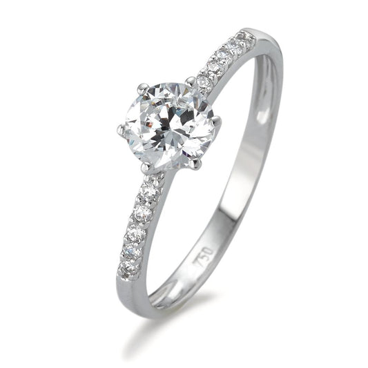 Solitaire ring 750/18K krt witgoud Zirkonia