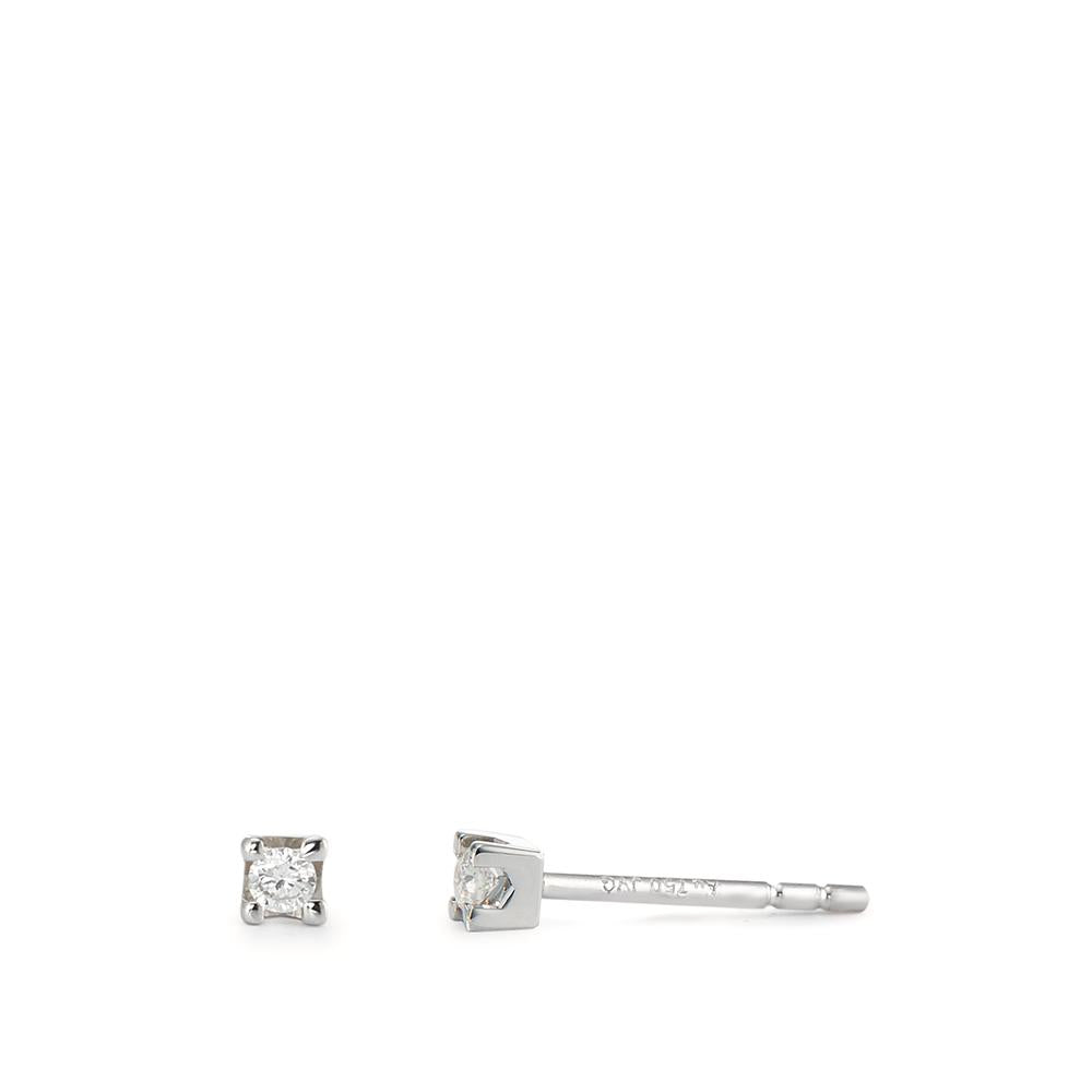 Oorknoppen 750/18K witgoud Diamant 0.06 ct, 2 Steen, w-si Ø2.5 mm