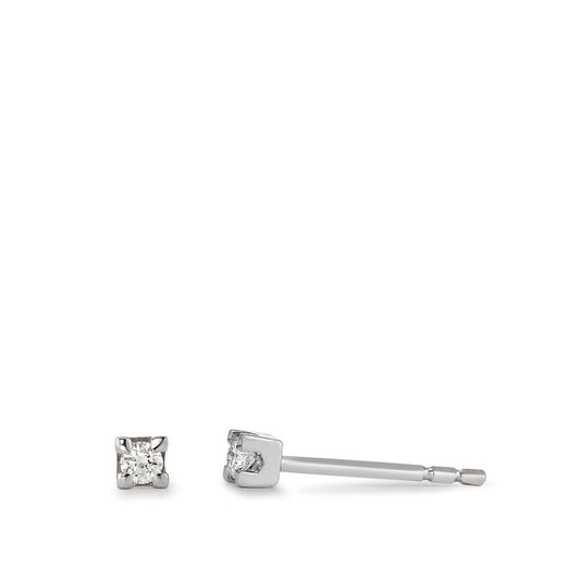 Oorknoppen 750/18K witgoud Diamant 0.10 ct, 2 Steen, w-si Ø2.5 mm