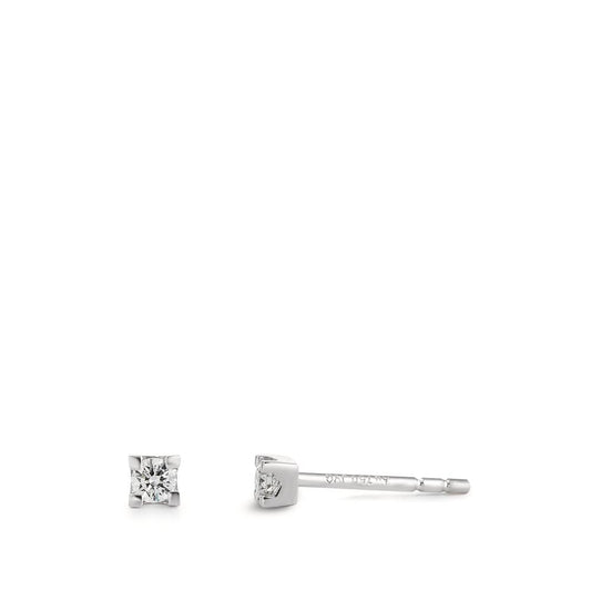 Oorknoppen 750/18K witgoud Diamant 0.14 ct, 2 Steen, w-si Ø3 mm