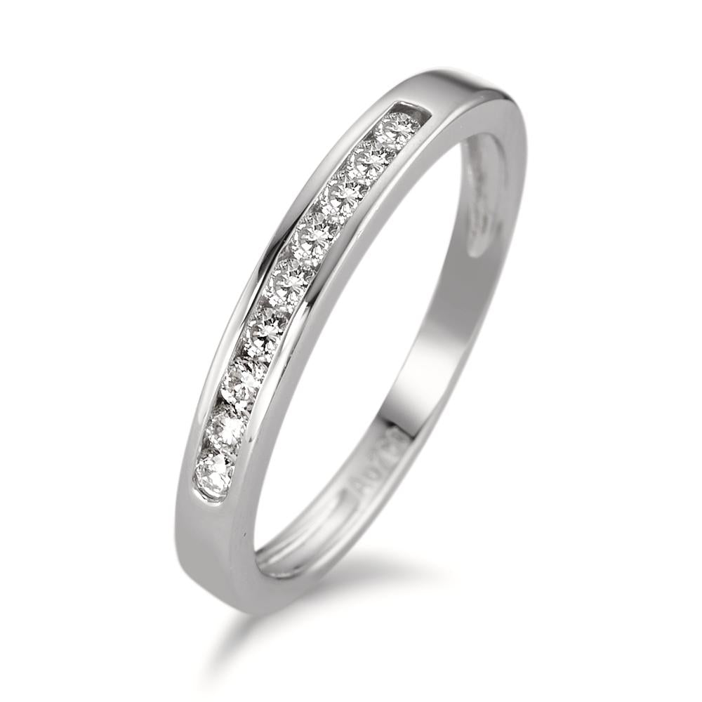 Memory ring 750/18K krt witgoud Diamant 0.18 ct, 9 Steen, w-si