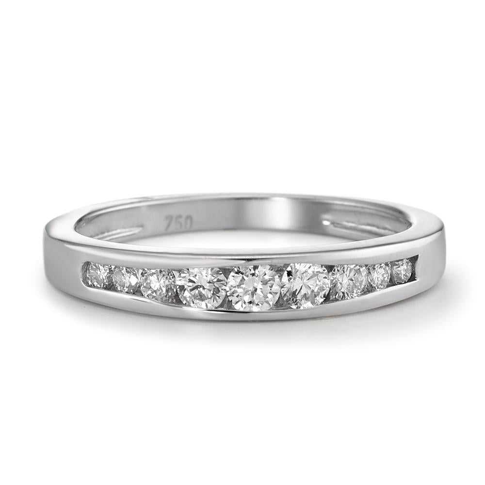 Memory ring 750/18K krt witgoud Diamant 0.18 ct, 9 Steen, w-si