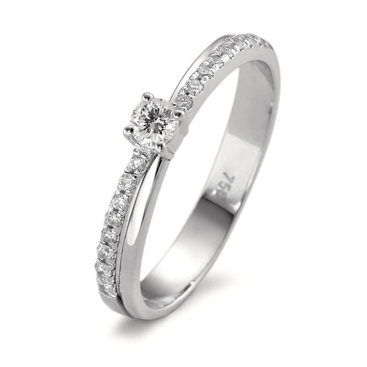 Ring 750/18K krt witgoud Diamant 0.09 ct, 19 Steen, w-si