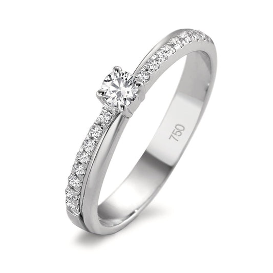 Ring 750/18K witgoud Diamant 0.09 ct, 19 Steen, w-si