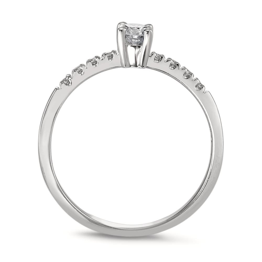 Solitaire ring 750/18K krt witgoud Diamant 0.19 ct, 9 Steen, w-si