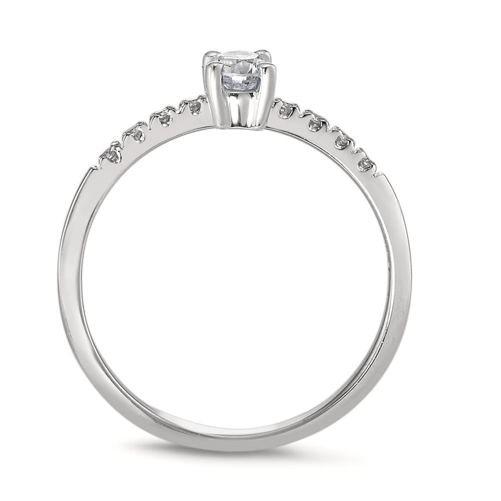 Solitaire ring 750/18K witgoud Diamant 0.23 ct, 9 Steen, w-si