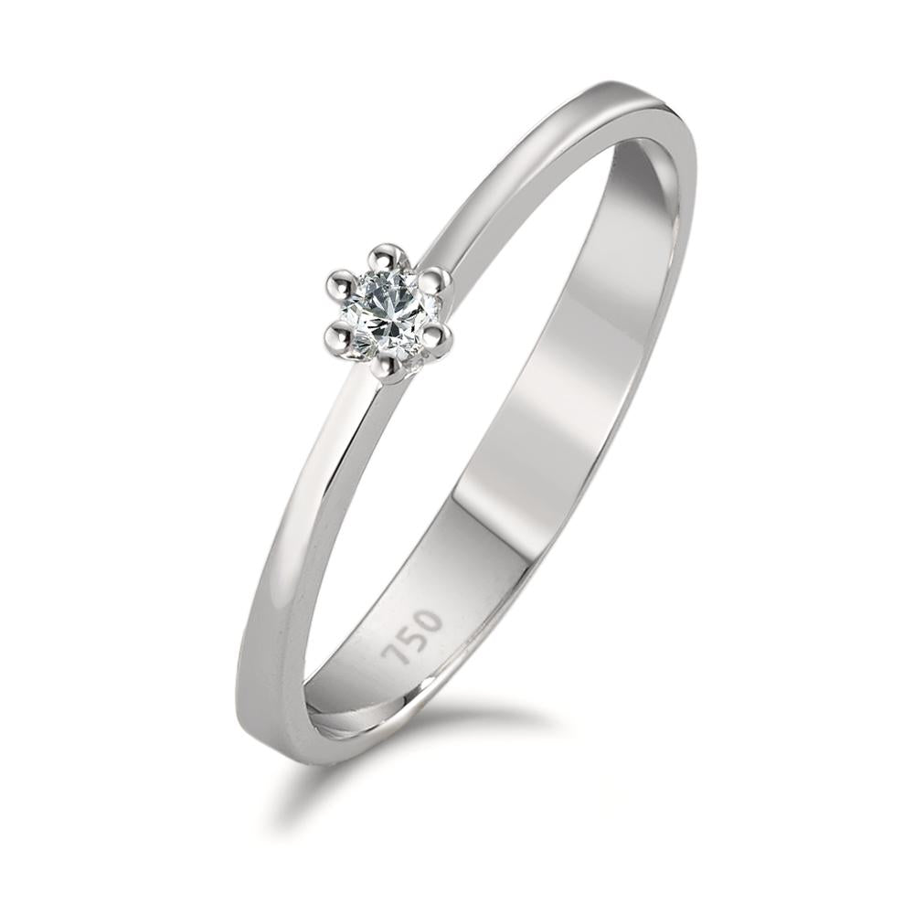 Solitaire ring 750/18K witgoud Diamant 0.05 ct, w-si