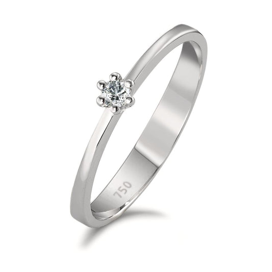 Solitaire ring 750/18K krt witgoud Diamant 0.05 ct, w-si