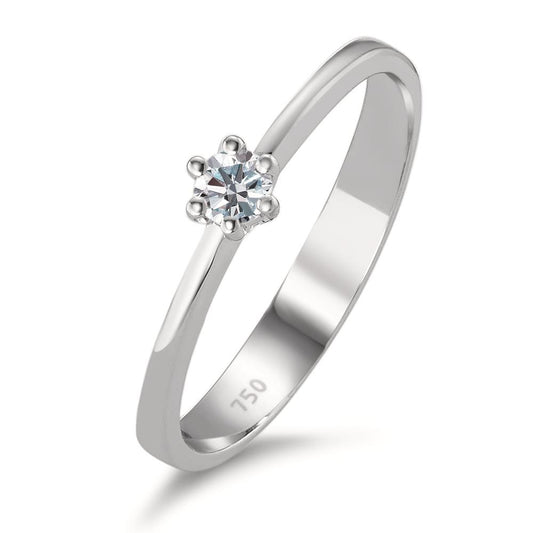 Solitaire ring 750/18K krt witgoud Diamant 0.10 ct, w-si