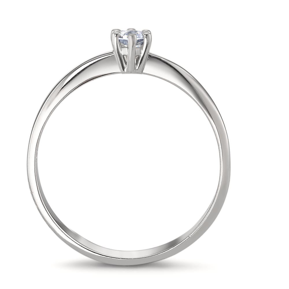 Solitaire ring 750/18K krt witgoud Diamant 0.10 ct, w-si