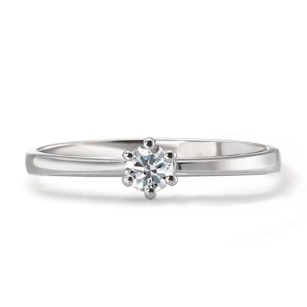 Solitaire ring 750/18K krt witgoud Diamant 0.10 ct, w-si