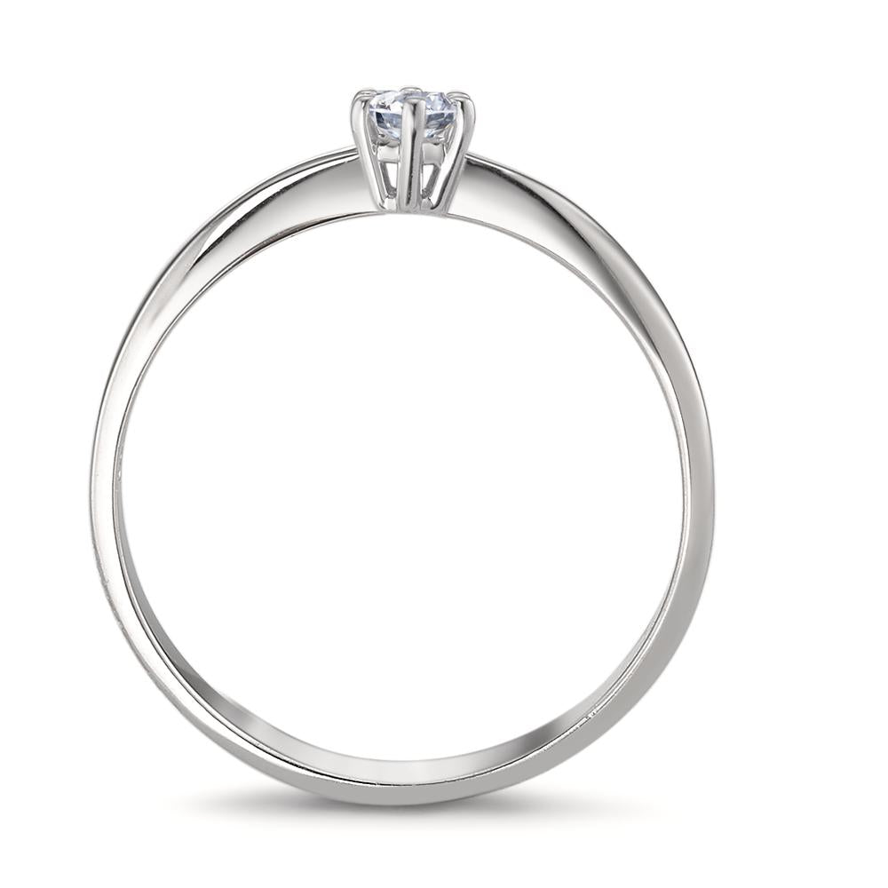 Solitaire ring 750/18K krt witgoud Diamant 0.15 ct, w-si