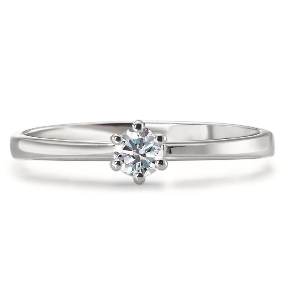 Solitaire ring 750/18K krt witgoud Diamant 0.15 ct, w-si