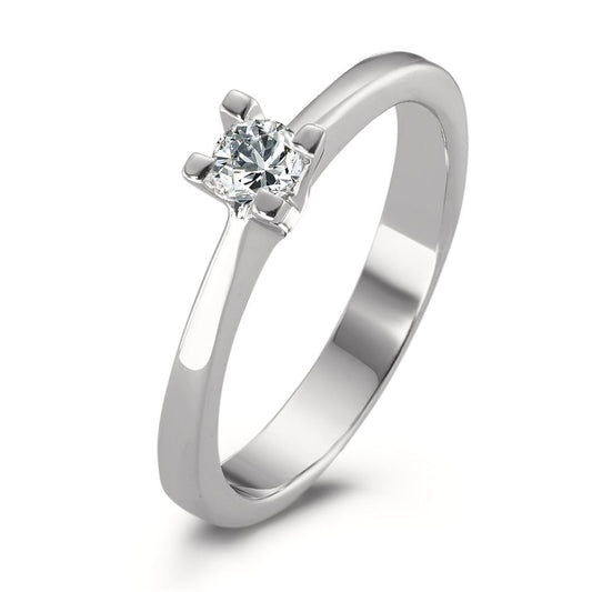 Solitaire ring 750/18K krt witgoud Diamant 0.15 ct, w-si