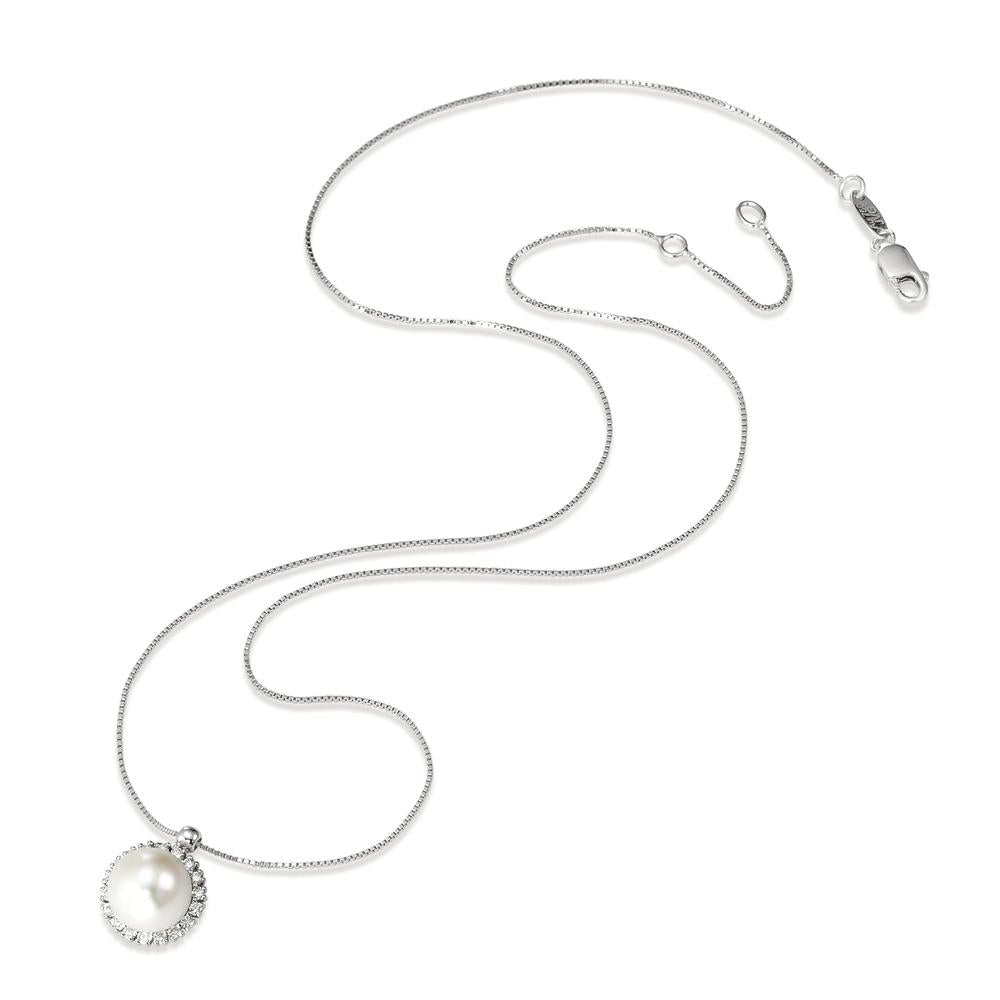 Collier 750/18K krt witgoud Diamant 0.18 ct, w-si zoetwater Parel 39-42 cm