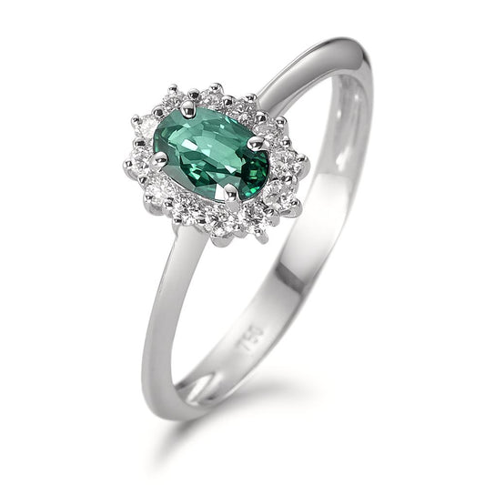 Ring 750/18K krt witgoud Smaragd 0.40 ct, Diamant 0.18 ct, w-si