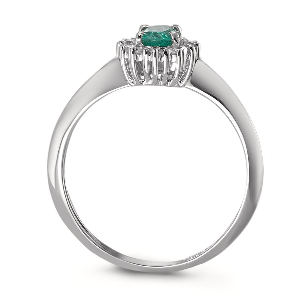 Ring 750/18K krt witgoud Smaragd 0.40 ct, Diamant 0.18 ct, w-si