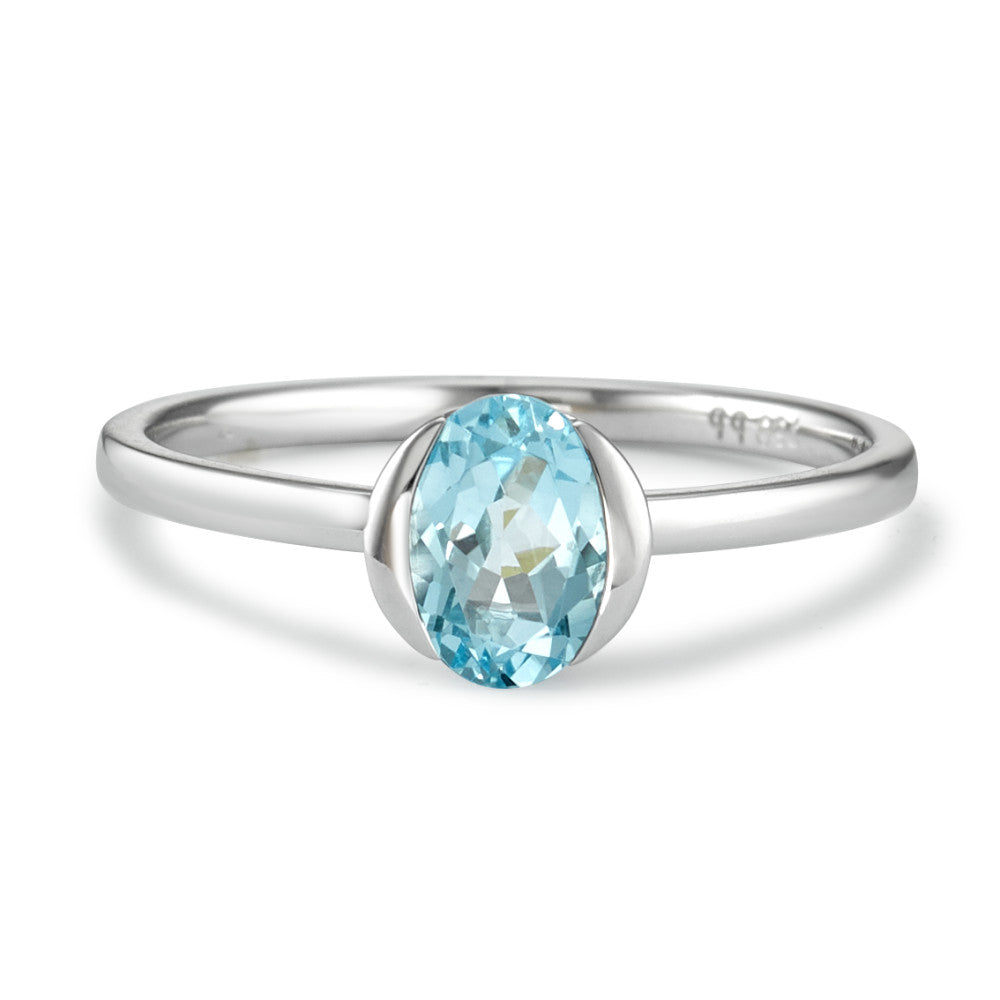 Ring 750/18K krt witgoud Topaas blauw