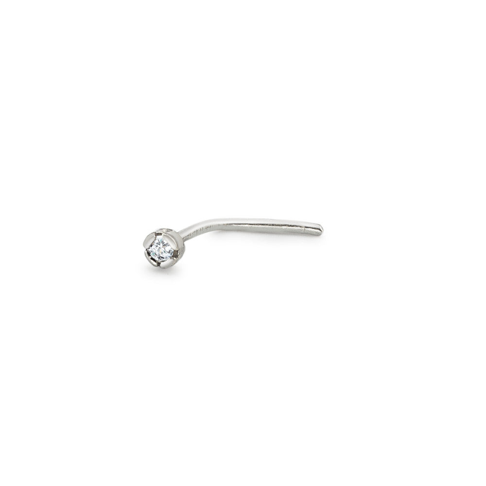 Neusknopje 750/18K krt witgoud Diamant wit, 0.01 ct, w-si Ø1.8 mm