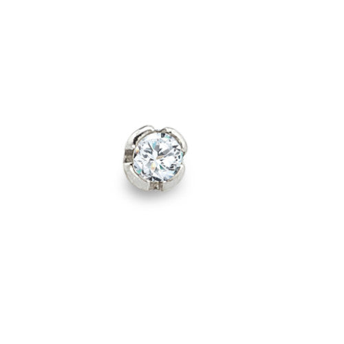 Neusknopje 750/18K krt witgoud Diamant wit, 0.01 ct, w-si Ø1.8 mm