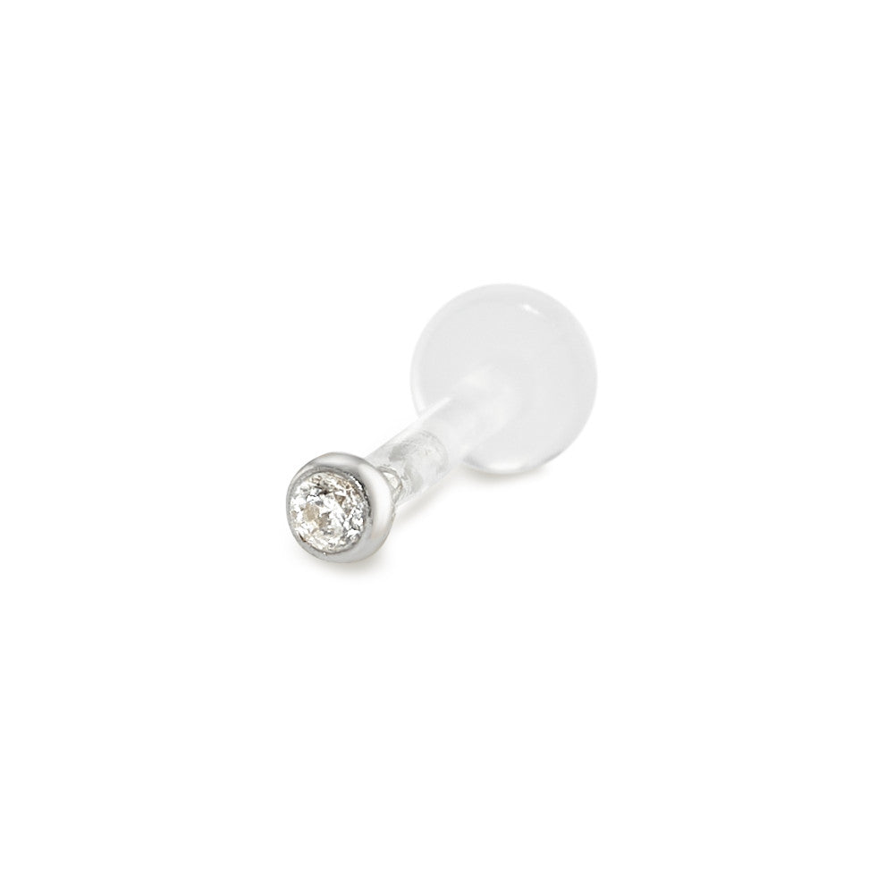 Piercing 750/18K krt witgoud Zirkonia Ø2 mm