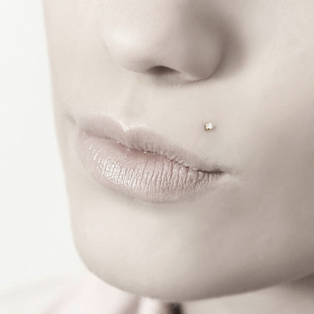 Piercing 750/18K geel goud Zirkonia Ø2 mm