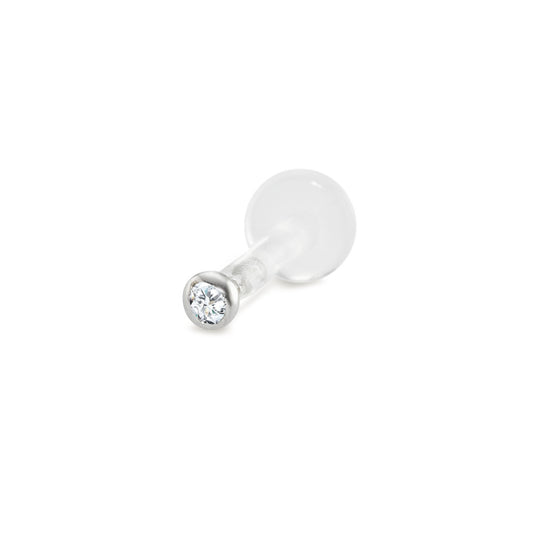 Piercing 750/18K witgoud Diamant 0.015 ct, w-si Ø2 mm