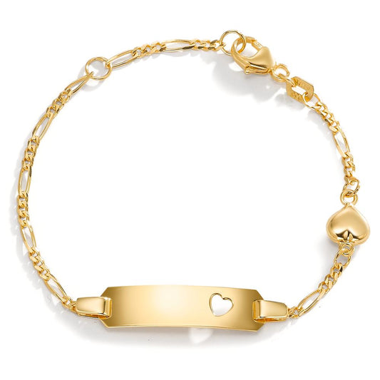 Graveer armband 375/9K geel goud Hart 12-14 cm