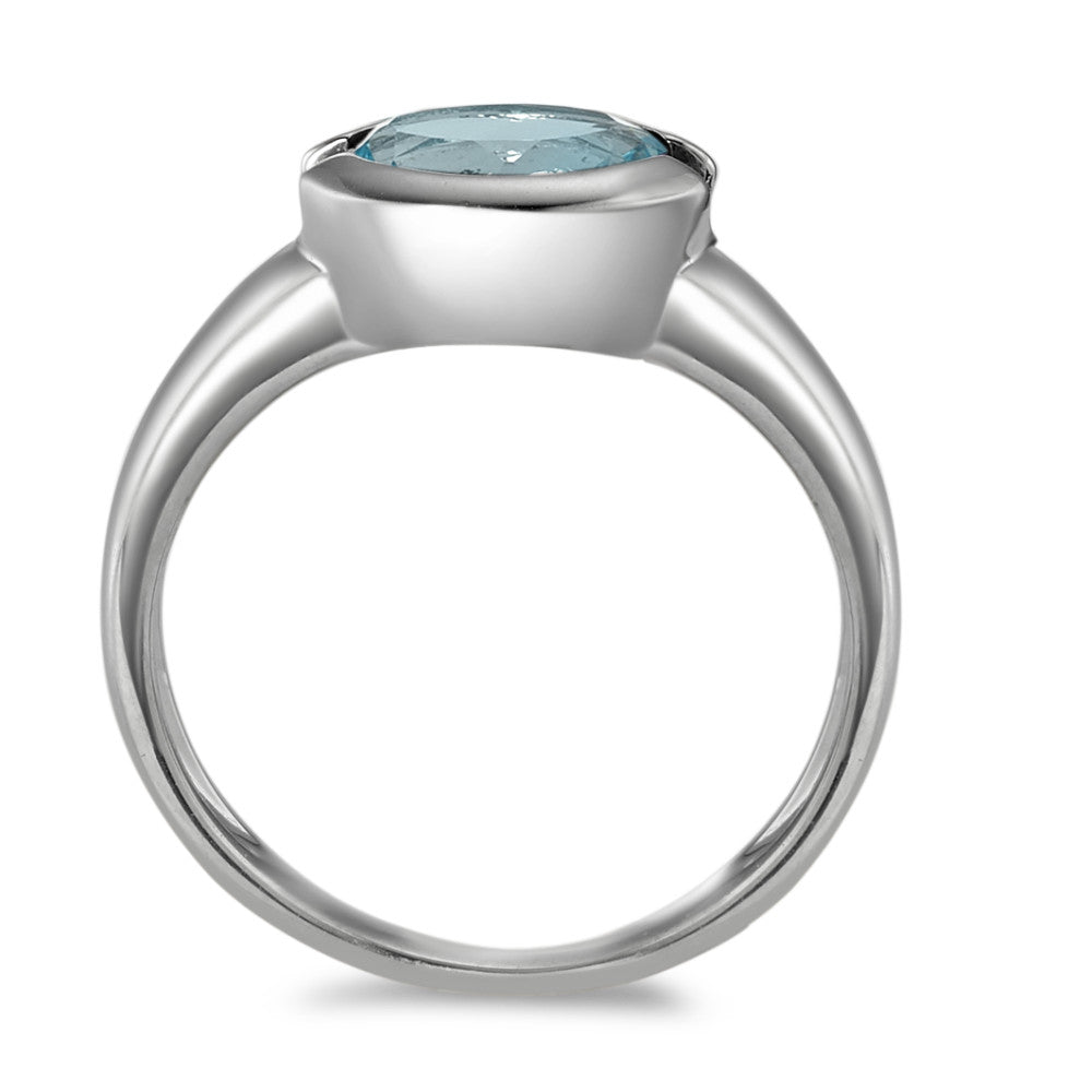 Ring 375/9 krt witgoud Topaas blauw