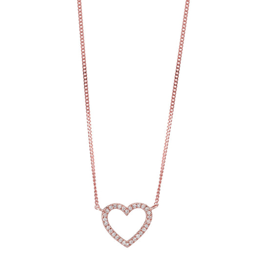 Collier 585/14 krt rood goud Diamant 0.05 ct, w-si Hart 42 cm