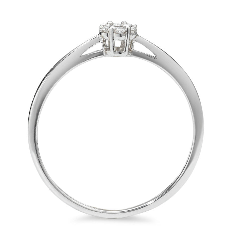 Solitaire ring 585/14K witgoud Diamant 0.07 ct, 7 Steen, w-si