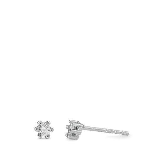 Oorknoppen 585/14K witgoud Diamant 0.10 ct, 2 Steen, w-si Ø3 mm