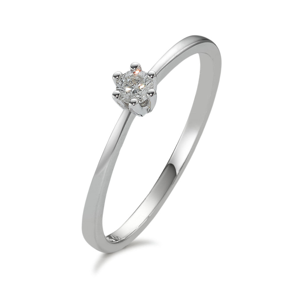 Solitaire ring 585/14 krt witgoud Diamant 0.10 ct, w-si