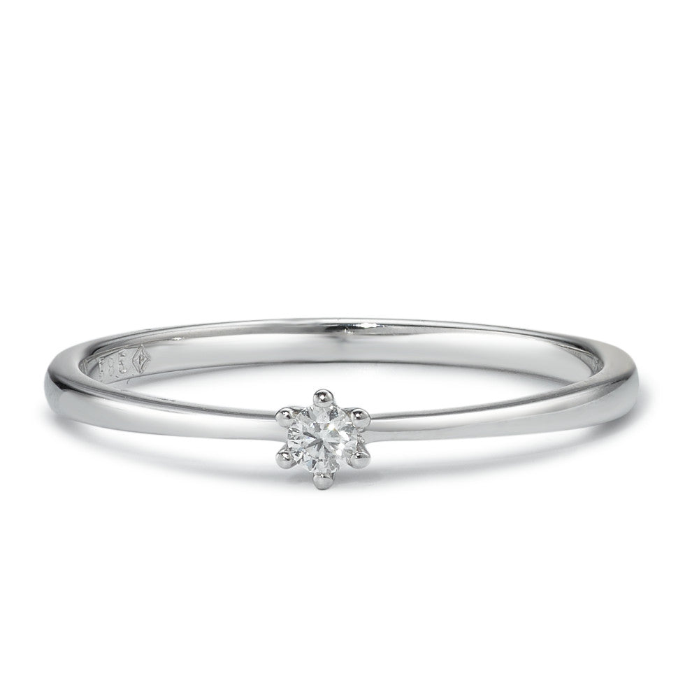 Solitaire ring 585/14 krt witgoud Diamant 0.05 ct, w-si