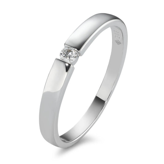 Solitaire ring 585/14 krt witgoud Diamant 0.06 ct, w-si