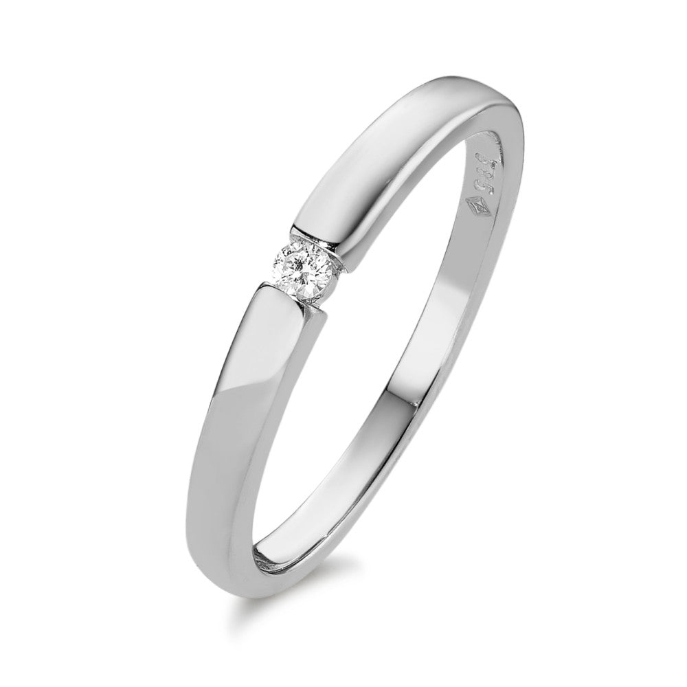 Solitaire ring 585/14K witgoud Diamant 0.03 ct, w-si