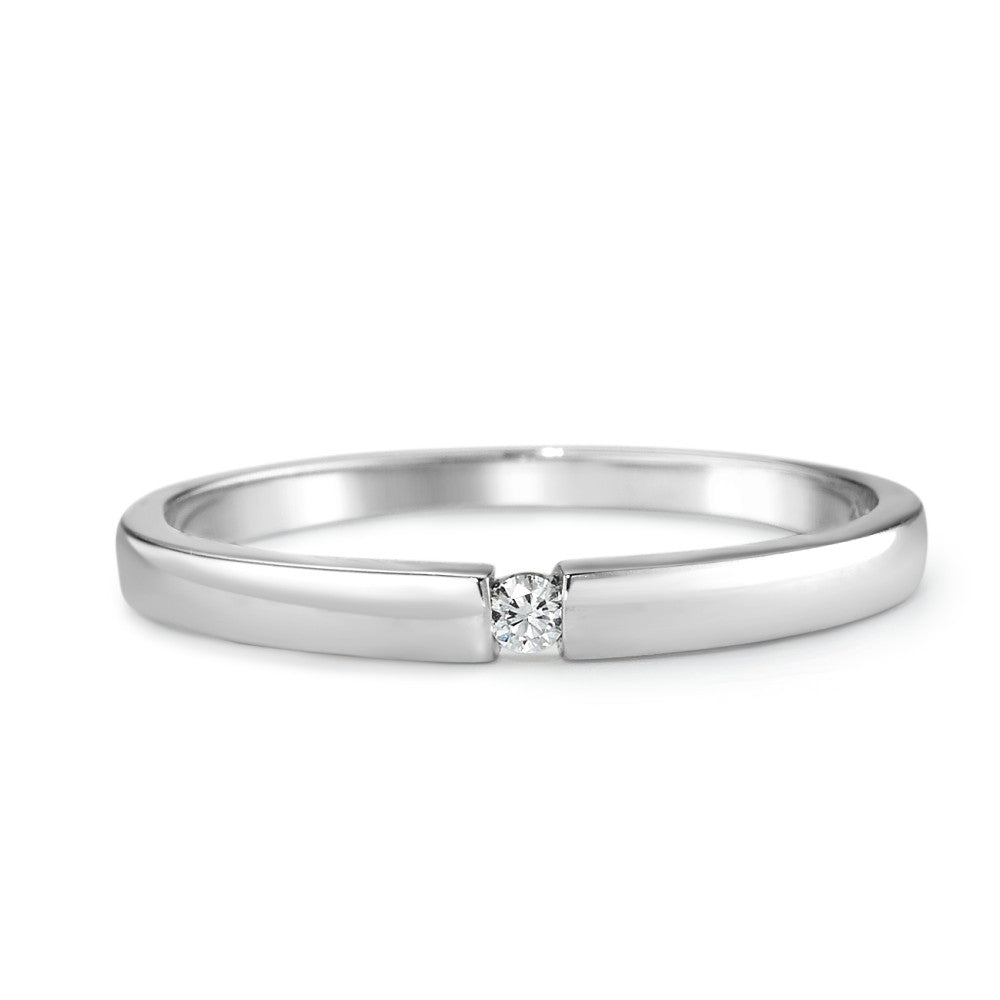 Solitaire ring 585/14K witgoud Diamant 0.03 ct, w-si