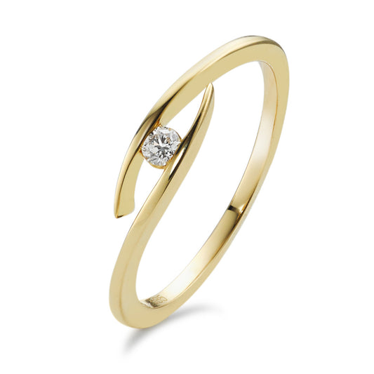 Ring 585/14 krt geel goud Diamant 0.05 ct, w-si