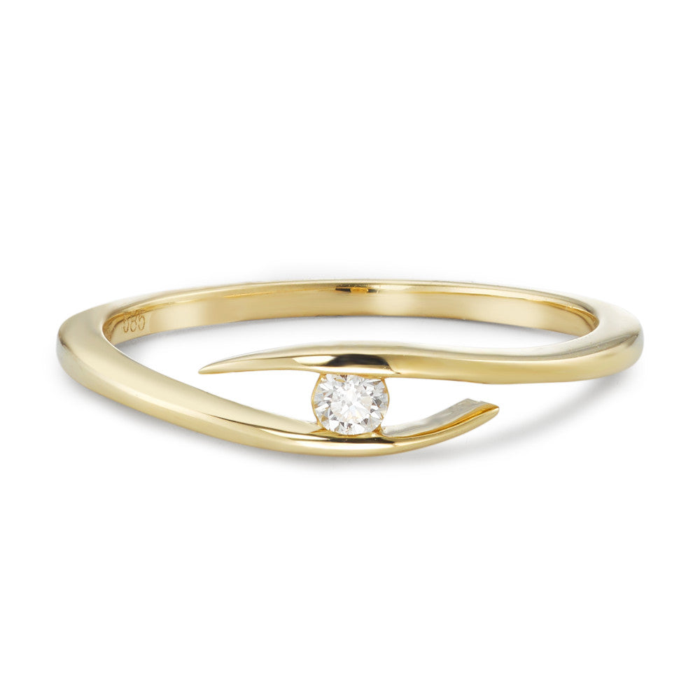 Ring 585/14 krt geel goud Diamant 0.05 ct, w-si