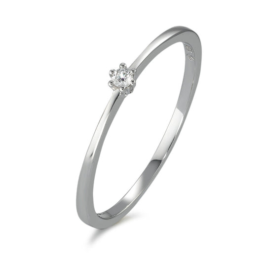 Solitaire ring 585/14 krt witgoud Diamant 0.03 ct, w-si