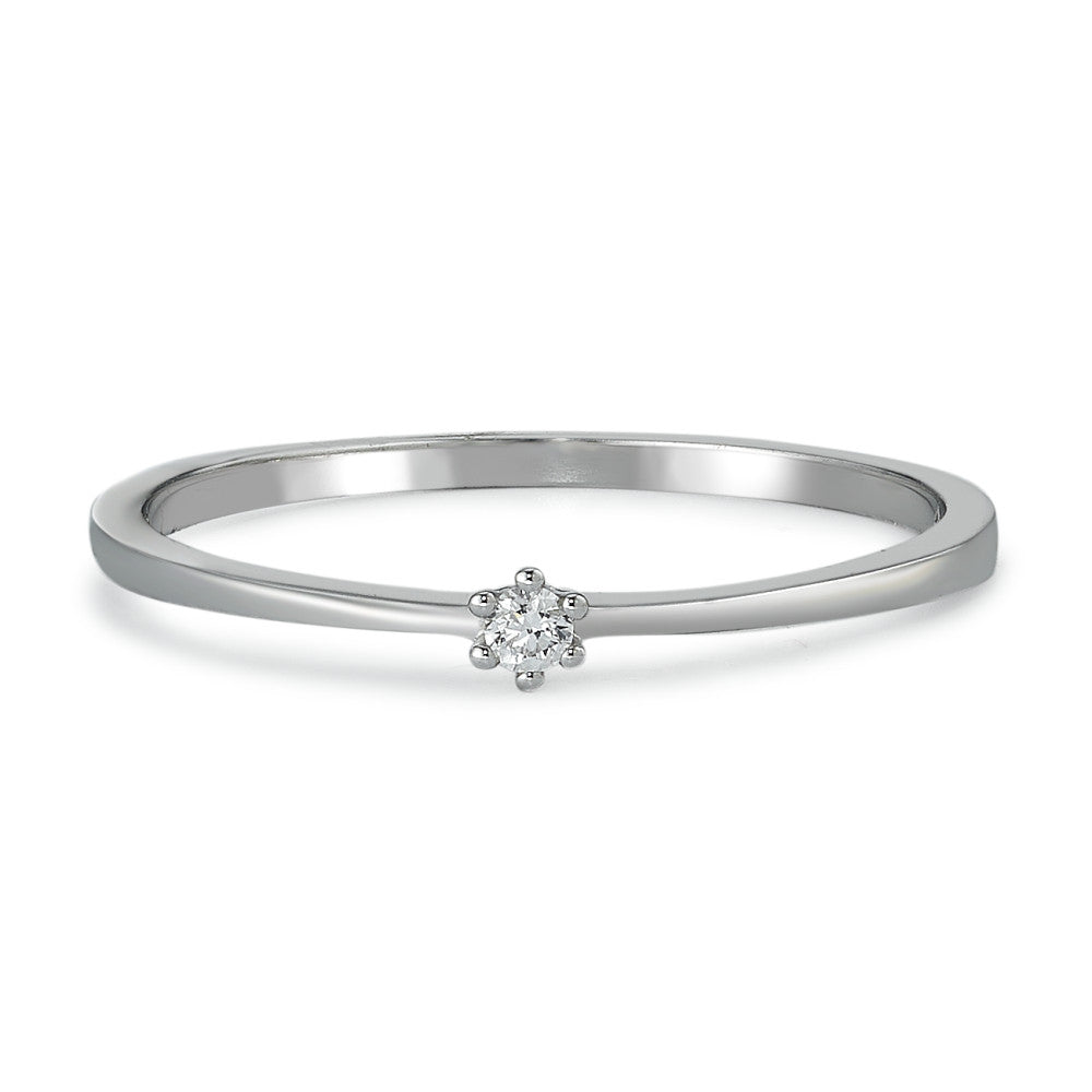 Solitaire ring 585/14 krt witgoud Diamant 0.03 ct, w-si