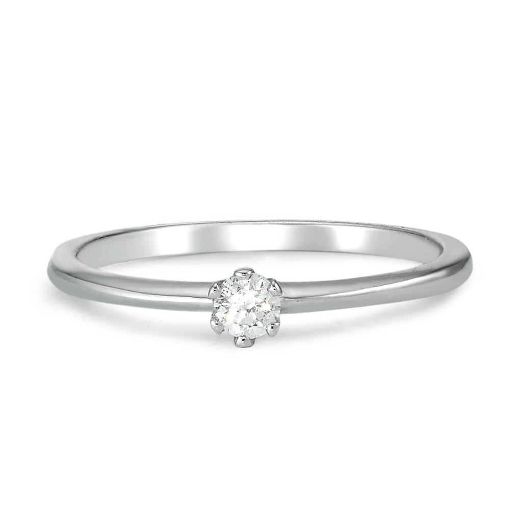 Solitaire ring 585/14 krt witgoud Diamant 0.10 ct, w-si