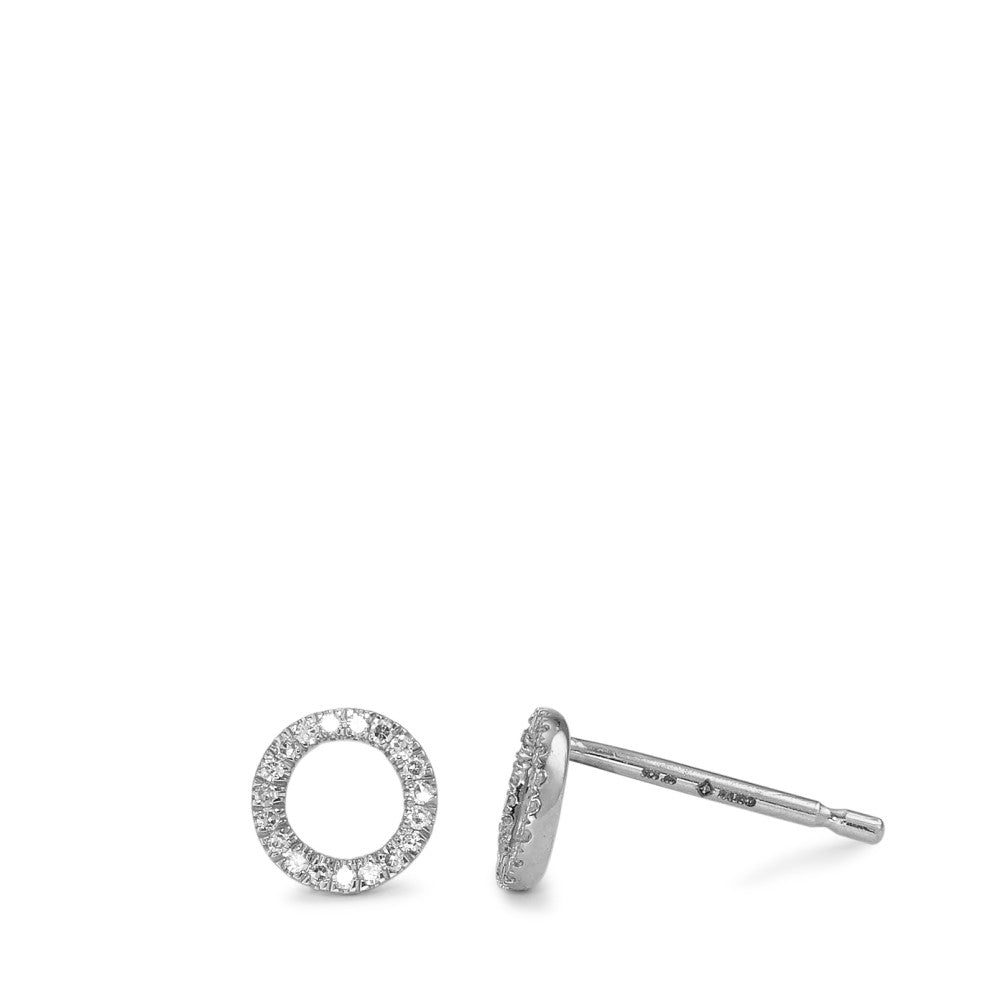 Oorknoppen 585/14K witgoud Diamant 0.06 ct, w-si Ø5.5 mm