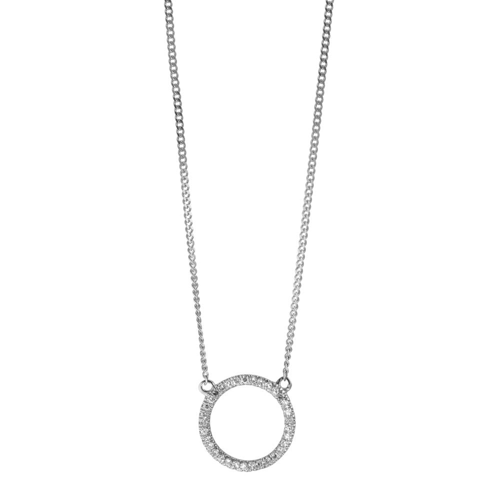 Collier 585/14 krt witgoud Diamant 0.05 ct, w-si 42 cm