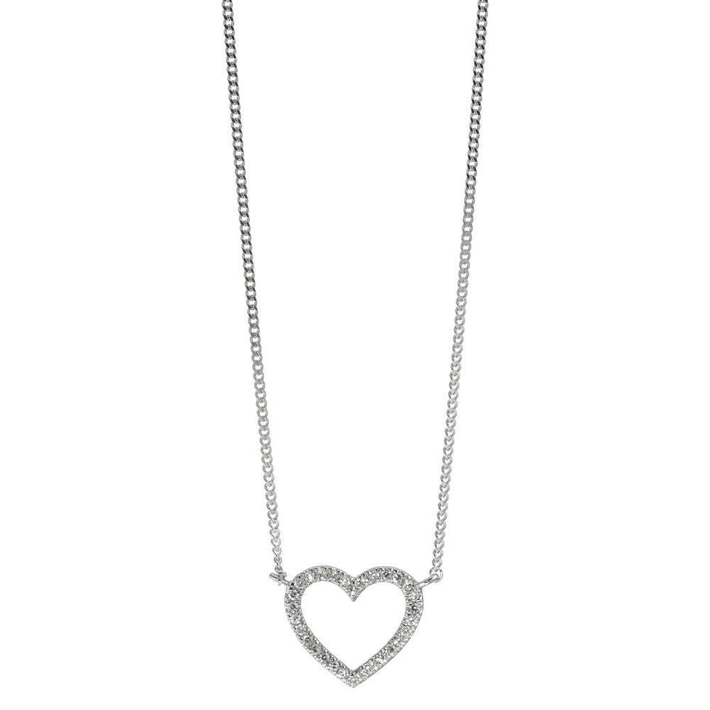 Collier 585/14 krt witgoud Diamant 0.06 ct, w-si Hart 42 cm