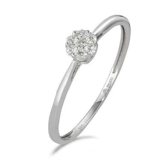 Solitaire ring 585/14 krt witgoud Diamant 0.11 ct, 7 Steen, w-si