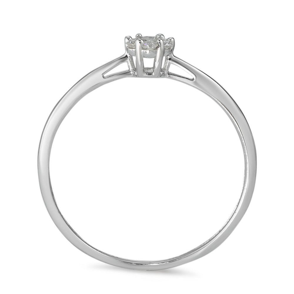 Solitaire ring 585/14 krt witgoud Diamant 0.11 ct, 7 Steen, w-si