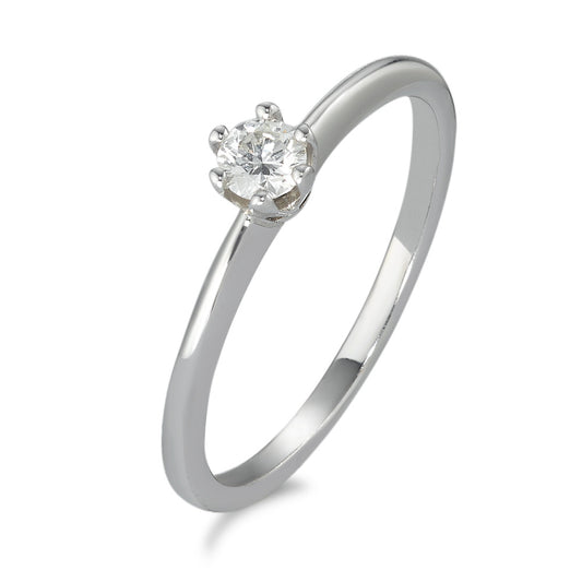 Solitaire ring 585/14 krt witgoud Diamant 0.15 ct, w-si