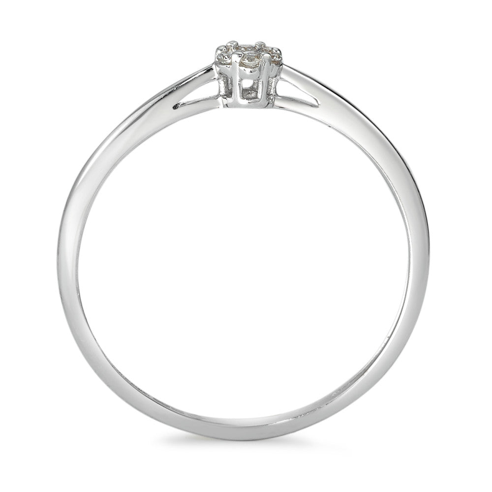 Solitaire ring 585/14K witgoud Diamant 0.05 ct, 7 Steen, w-si